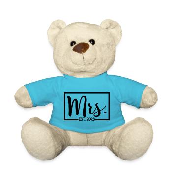 Mrs. Est. 2023 Engagement Bridal Shower Wedding - Teddy Bear - atoll blue - Front