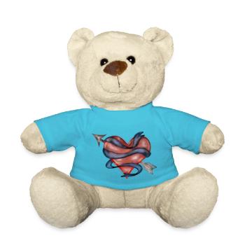 Heart arrow ribbon - Teddy Bear - atoll blue - Front