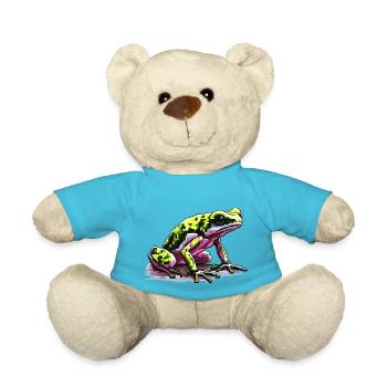 Pfeilgiftfrosch in bunter retro Pixelgrafik - Teddy - Atollblau - Vorne