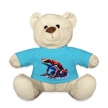 Bunter Pfeilgiftfrosch in 8 Bit Pixel Look - Teddy - Atollblau - Vorne