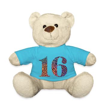 16. Geburtstag Leopard - Teddy - Atollblau - Vorne