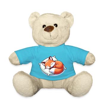 Schlafender Baby Fuchs - Teddy - Atollblau - Vorne