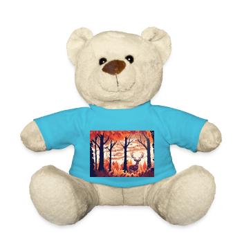 The Stag in the Field (Fall Collection #13) - Teddy Bear - atoll blue - Front