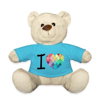 Ich liebe - Diamanten - Teddy - Atollblau - Vorne