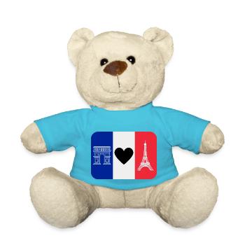 France monuments and the blue, white and red flag - Teddy Bear - atoll blue - Front