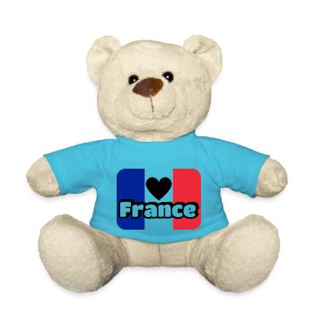 Französische Flagge blau weiß rot - Teddy - Atollblau - Vorne