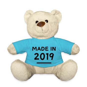 Made in 2019 - Year of Birth / Birthday - Teddy Bear - atoll blue - Front