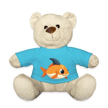Goldfisch mit Haiflosse – Trau Dich anders zu sein - Teddy - Atollblau - Vorne