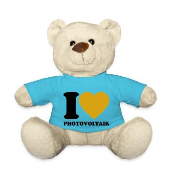 I Love Photovoltaik - Herz - Erneuerbare Energie - Teddy - Atollblau - Vorne