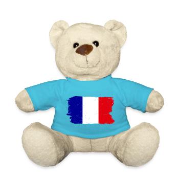 Bleu Blanc Rouge Pinceau Drapeau - Nounours - bleu outremer - Devant