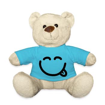 Visage heureux avec la langue qui sort - Nounours - bleu outremer - Devant