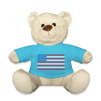 Patriotic Farmer Rooster Flock Poultry USA Pride C - Teddy Bear - atoll blue - Front