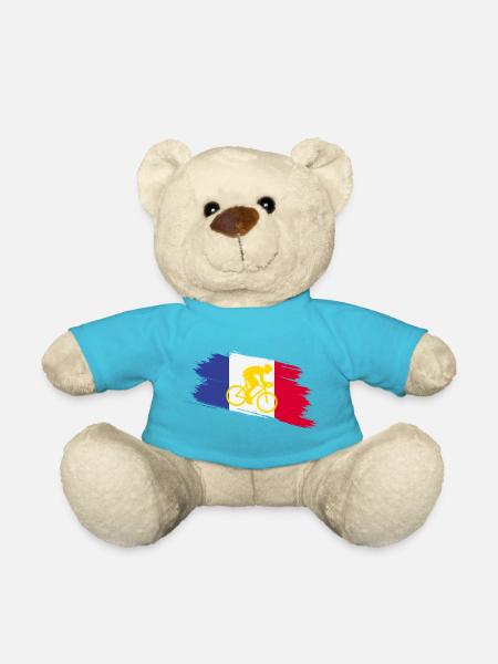 Frankreich Flagge mit Fahrrad – Cycling Design - Teddy - Atollblau