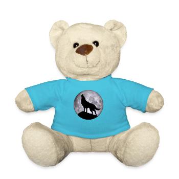 Wolf Vollmond Halloween Nacht Albtraum Nightmare - Teddy - Atollblau - Vorne