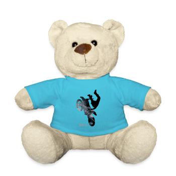 bike Jump Motorcycle Stunt Motocross Sport Biker lol - Teddy Bear - atoll blue - Front