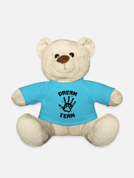 DREAM TEAM Hund Mensch Pfote Hand Liebe Geschenk - Teddy - Atollblau