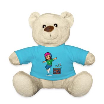 Hip Hop Girl Dances With Ghetto Blaster Breakdance - Teddy Bear - atoll blue - Front