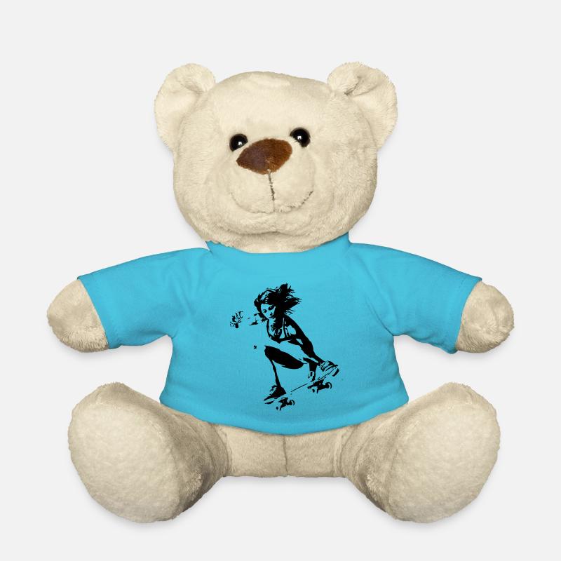 Fille de patineur à roulettes Longboard - Nounours - bleu outremer