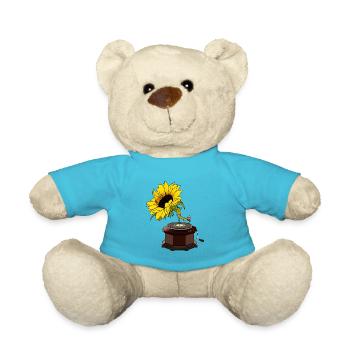 Turntable Bloom Gift idea for women & men - Teddy Bear - atoll blue - Front
