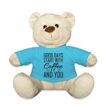 Good Days Start Coffee And You Gift Idea - Teddy Bear - atoll blue - Front
