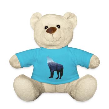 Lone Wolf Survives The Mountain Silhouette Art - Teddy - Atollblau - Vorne