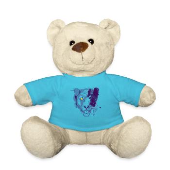 Panther Wild Cat Wild Katze Kunst Art - Teddy Bear - atoll blue - Front