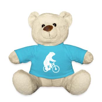 Bear bike funny Berlin Bern gift - Teddy Bear - atoll blue - Front