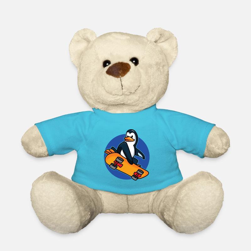 Cooler Pinguin auf einem Skateboard - Teddy - Atollblau