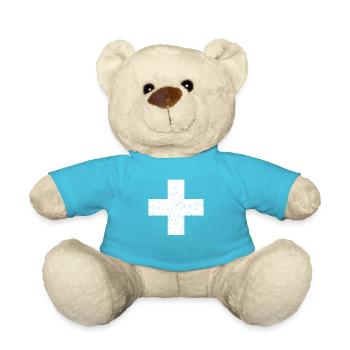 Switzerland cross flag | proud Swiss - Teddy Bear - atoll blue - Front