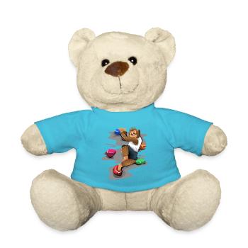 Affe klettert an einer Wand - Teddy - Atollblau - Vorne