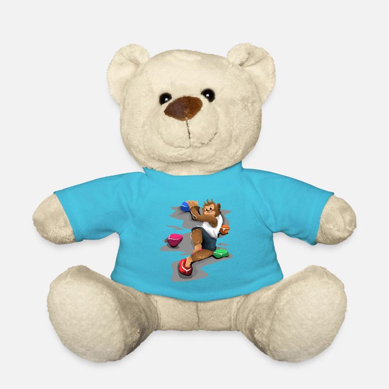 Monkey climbs on a wall - Teddy Bear - atoll blue