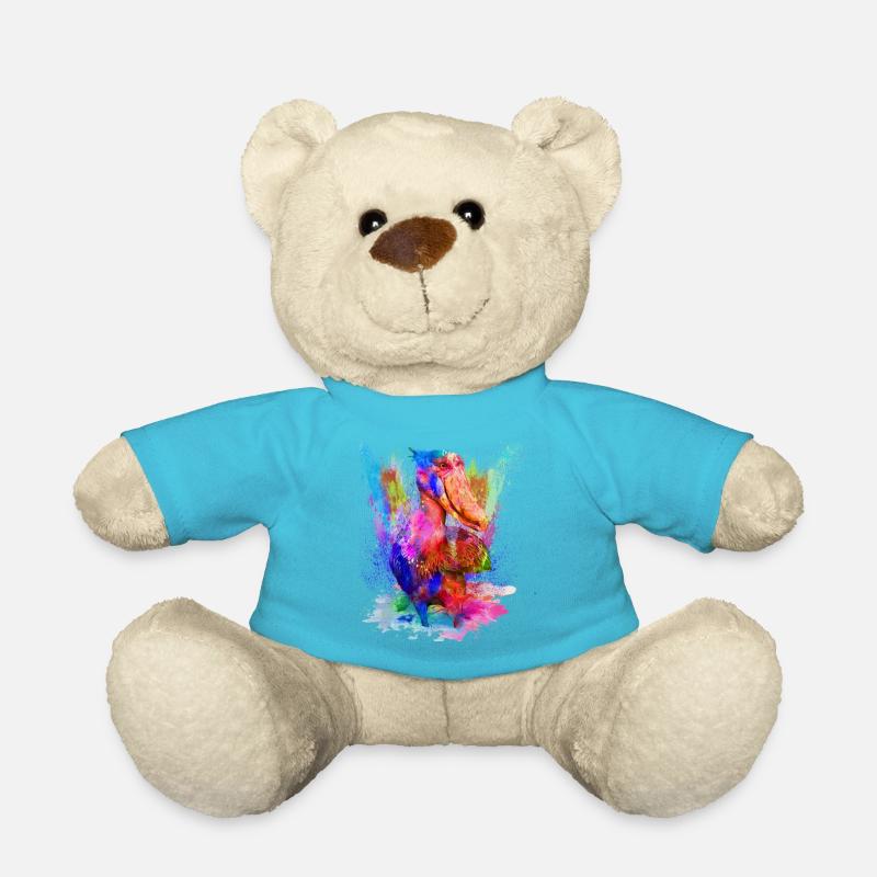 Schuhschnabel Vogel Aquarell Wasserfarben Geschenk - Teddy - Atollblau