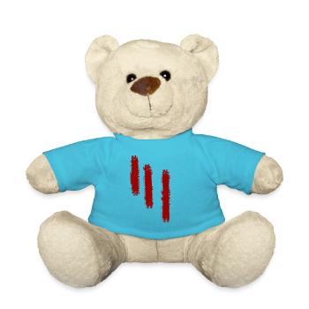 retro used look moderne Kunst rote Striche - Teddy - Atollblau - Vorne