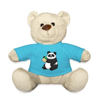 Baby Panda mit Trinkflasche - Teddy - Atollblau - Vorne
