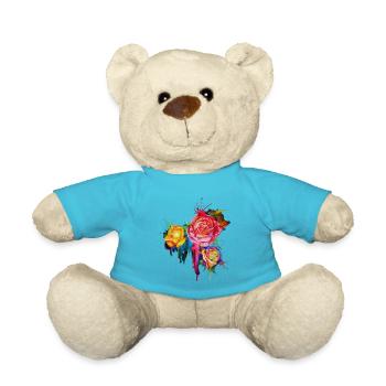 Flower Power good mood shirt - Teddy Bear - atoll blue - Front