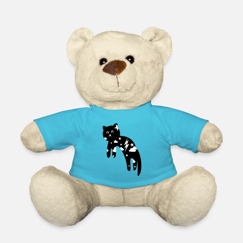 Chaton noir et la nuit - Nounours - bleu outremer
