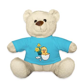 Frohe Ostern Küken Osterei Kinder Baby Küken Ei - Teddy - Atollblau - Vorne