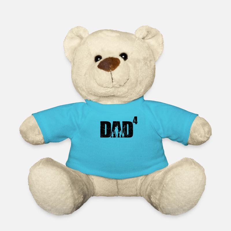 Dad hoch 4 Vater mit 4 Kindern vierfacher Papa - Teddy - Atollblau