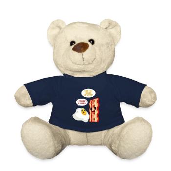 Love Bacon Egg Fried Bacon Lover Gift - Teddy Bear - french navy - Front