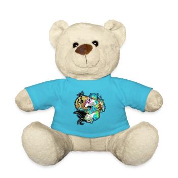 japanese wolf art - Teddy Bear - atoll blue - Front