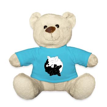 Ying & Yang Dogs Asia Love Meditation Gift - Teddy Bear - atoll blue - Front