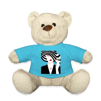 Femme au chapeau rayé noir et blanc - Nounours - bleu outremer - Devant