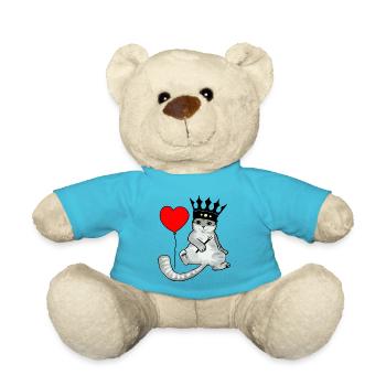 Chat anniversaire roi coeur félicitation - Nounours - bleu outremer - Devant