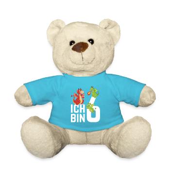 Drachen Kindergeburtstag Geburtstag Ritter 6 Jahre - Teddy - Atollblau - Vorne