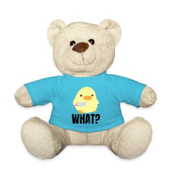Cute duck with knife meme chick chicken goose what - Teddy Bear - atoll blue - Front