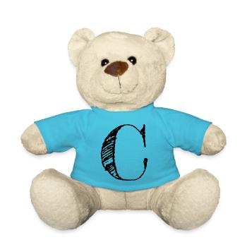 Riesenbuchstabe C - handgemacht (schwarz) - Teddy - Atollblau - Vorne