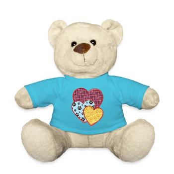 Hearts, Valentine's Day Gift, Paws, Dog Cat Lovers - Teddy Bear - atoll blue - Front