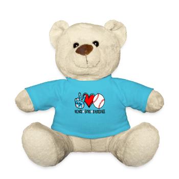 Peace Love Baseball Geschenkidee für Männer Frauen oder - Teddy - Atollblau - Vorne