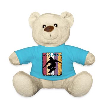 Skate Retro Vintage Skater Skateboarding Geschenk - Teddy - Atollblau - Vorne