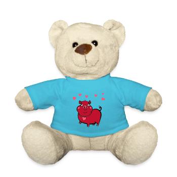 Cochon amoureux - Pig in Love - Nounours - bleu outremer - Devant